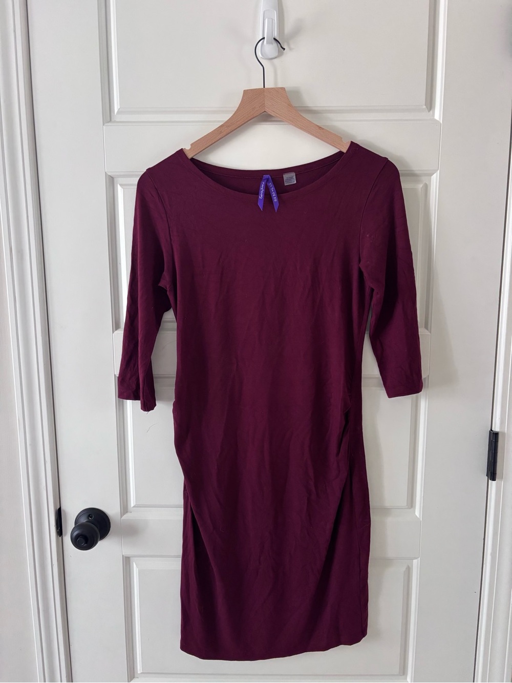 Seraphine Burgundy Long-Sleeve Maternity Dress